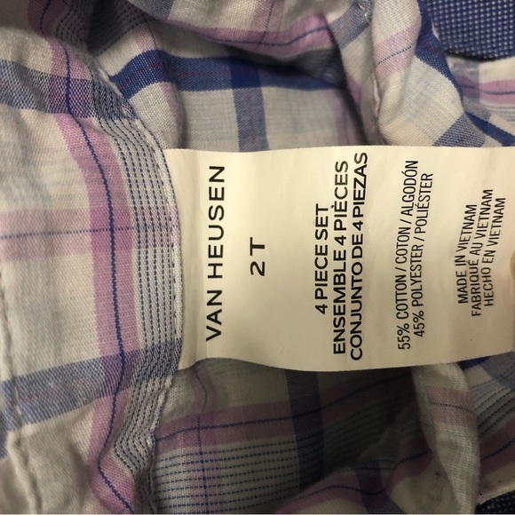 Van Heusen 2T Boys 4 Piece Formal Suit Set Vest Tie Collared Dress Shirt Pants - Picture 10 of 11